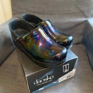 Dansko Black Petrol Effect Clogs
